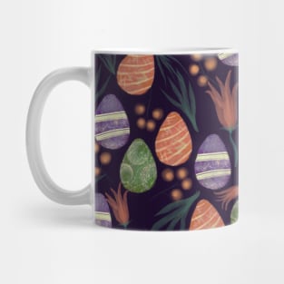 Easter Eggs Dark Watercolor Floral Pattern Mug